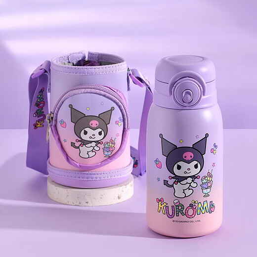 
HELLO KITTY Children's Thermos Cup for Girls with Straw Drinking Directly 316 Stainless Steel Primary School Students to School KT-6627 Kulomi Purple 600ml