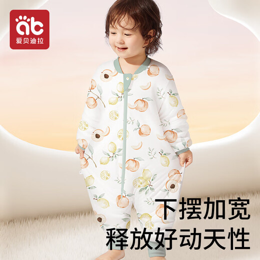 AIBEDILA baby sleeping bag, autumn and winter pajamas, baby sleeping bag, anti-kicking quilt, anti-jumping children's split-leg constant temperature sleeping bag, special price, room temperature 0-15, thickened in winter, warm ginger, Bettini Orchard L size, suitable for height 90-105cm