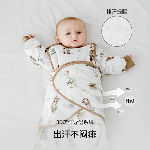 EMXEE baby sleeping bag newborn baby swaddle sleeping bag anti-jumping multifunctional gourd sleeping bag travel map 73cm