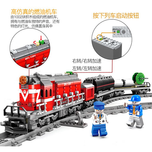 高铁火车积木带轨道电动地铁列车站拼装模型男孩儿童玩具生日礼物 帕芬比利蒸汽火车892颗粒