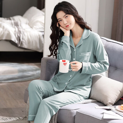 Pajama de algodón modal para mujeres en la primavera y el otoño pijama de manga larga para mujeres en invierno damas palmaditas de felpa