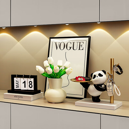 Lion Panda Key Storage Porch Ornaments Home Decoration Living Room Shoe Cabinet Shelf Housewarming Gift Panda Kick Tray Key Holder