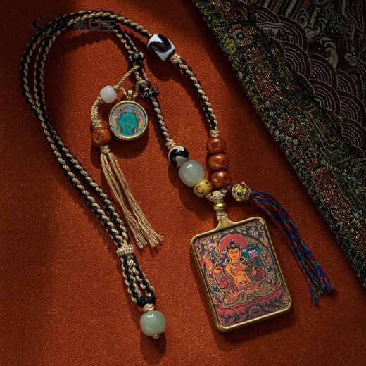 Shixiang hand-painted Tangxi Tibetan zodiac natal image hand-painted hand-woven pendant men's and women's necklaces hanging jewelry hanging paintings Sheep and Monkey-Dari