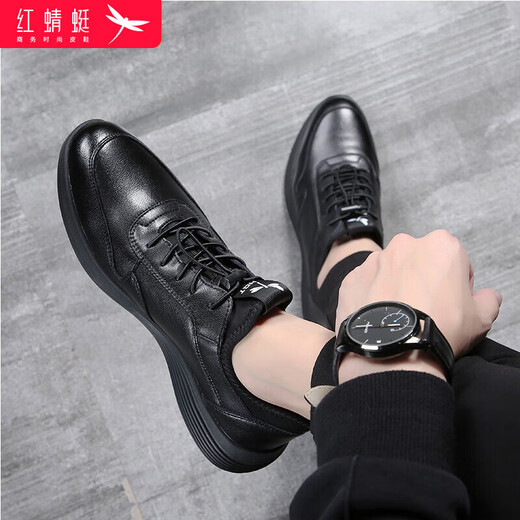 Rote Libellefly Herrenschuhe Jugendlederschuhe Männer innere Erhöhungschuhe Herrenleder Sport und Freizeitschuhe Männer C0191257-1 Schwarz 40