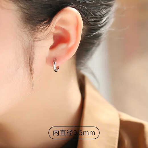 Lipan 999 sterling silver earrings women's ear buckles high-end earrings plain hoop earrings niche unique earrings 2025 new style 999 pure silver earrings pure silver + gift box