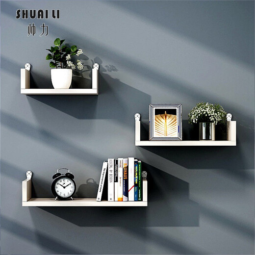 Shuaili punch-free wall shelf wall rack guest restaurant wall hanging bookshelf partition three-piece set white SL8214Z