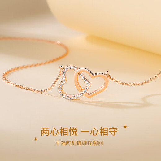 Mini&yaya heart-to-heart silver necklace women's love clavicle chain female birthday Valentine's Day gift for girlfriend and wife practical heart-to-heart necklace