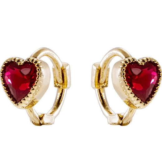 DL 199818k gold love earrings natural garnet earrings for women K gold ear bone rings ruby earrings love ruby earrings