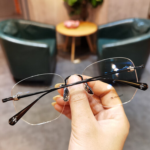 JIANDAN (JIANDAN) glasses frame myopia can match the degree of men and women pure titanium ultra-light frame punched hole frame for business travel students learning [frame] 695 silver 1.67 (300-500 degrees) Wanxin anti-blue light