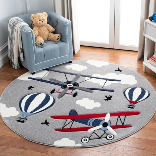 Gudie Cartoon Cute Children's Room Round Carpet Living Room Carpet Bedroom Bedside Thick Hanging Basket Computer Chair Pink Barbie Rabbit Diameter 200CM Thickened Comfortable Machine Washable