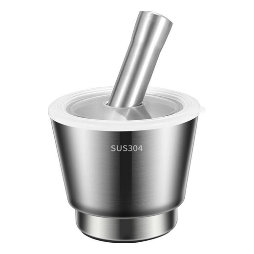 Rexton 304 stainless steel garlic masher, household garlic masher, manual grinding and mashing jar, garlic mortar, medicine pounder, round mortar, 304 stainless steel (straight small size 10cm) with free spoon