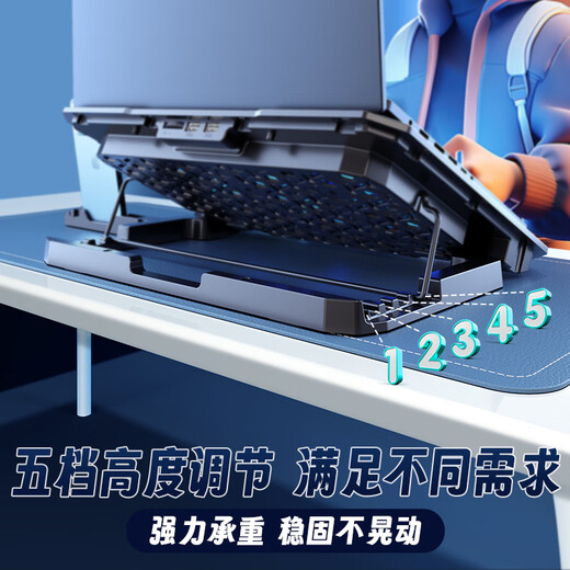 Core Ice Zun Laptop Radiator Computer Stand Game Laptop Cooling Base High Wind Adjustable Speed 14/15.6-inch Laptop Stand Suitable for Apple Lenovo Dell Asus 2 Fan Iron Mesh Panel with Speed Adjustment + Mobile Phone Stand