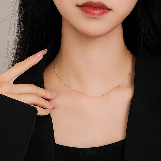 Zhou Taisheng 18K gold necklace yellow gypsophila chain K gold thin chain as a birthday gift for his girlfriend, about 0.95g