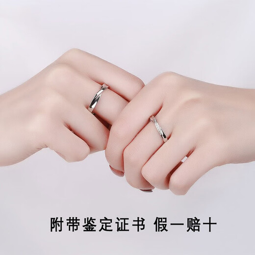 EothPT950 Platinum Moissanite Diamond Möbius Ring Couple Ring Female Pair of Rings Birthday Gift for Girlfriend 520 PT950 Platinum Couple Ring + Certificate