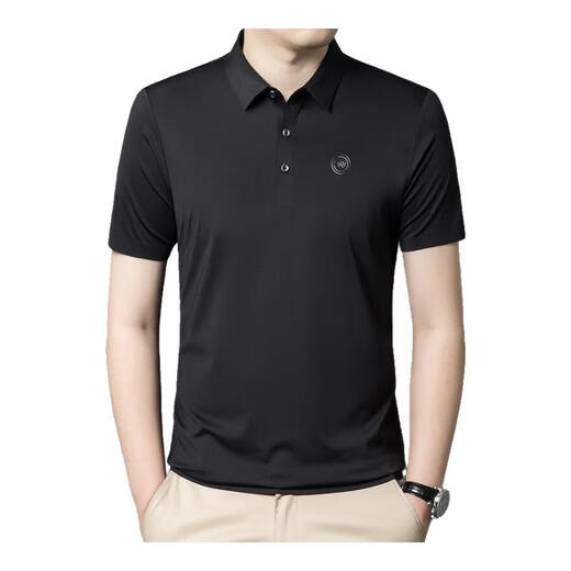 AJGNEAMAIN意大利轻奢高档男装夏季短袖POLO衫无痕商务休闲半袖纯色男士上衣 9859黑色【无痕免烫抗皱】 XL 180/52【建议130-150斤】