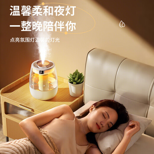 Capeden USB humidifier bedroom light sound baby office desktop large capacity intelligent humidification dual nozzles large mist volume humidification and purification white nano atomization
