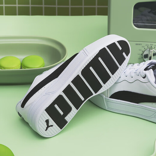 PUMA White Shoes Increased Thick Sole Tennis Style Sneakers Women's Casual Shoes SKYE 374764 White-Black-02 38