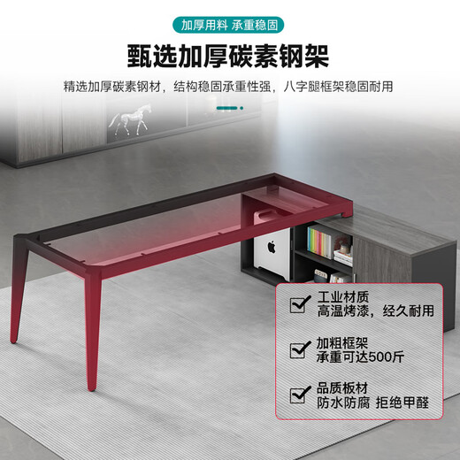 Li Xuan Boss Desk Desk Simple Modern President Desk Manager Desk Office Furniture Office Desk and Chair Combination White 180*80*75 Boss Desk + Side Cabinet