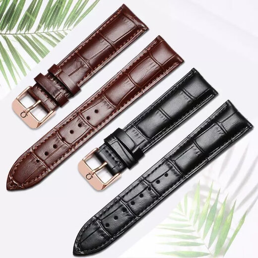 WPOOC Omega Watch Strap Original Omega OMEGA Butterfly OMG Speedmaster Seamaster 300 Suitable for Men and Women Genuine Leather Watch Strap 20 Black Black Line + Silver Pin Buckle 20mm