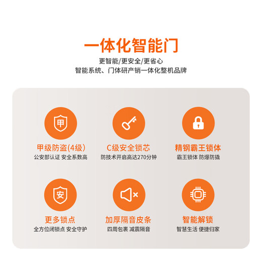 现代加厚甲级防盗门入户门+加厚保温新式暗铰链子母门+智能锁 全自动智能锁 2050*1050/2150*960