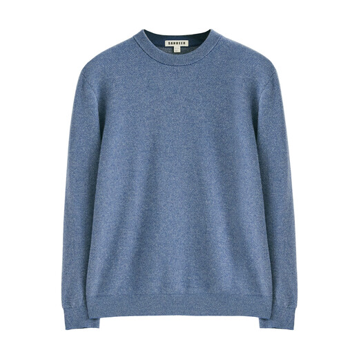 SANHEER享受自然的礼物 斜纹肌理蓬松保暖纯羊绒 圆领毛衣羊绒衫 DAZ753 灰蓝色 56/3XL