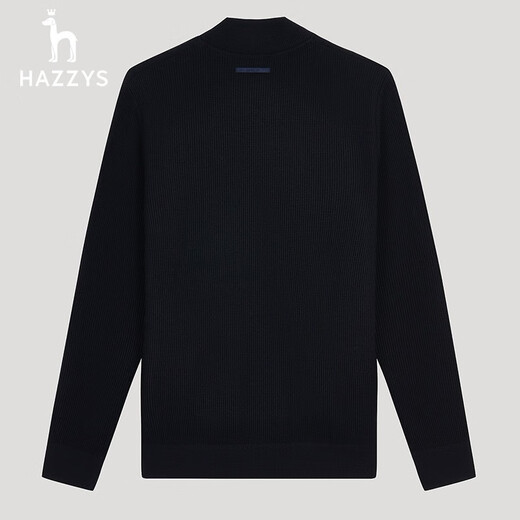 HAZZYS Men's Autumn and Winter Men's Cardigan Warm and Soft Wool Knitted Jacket ABYZD0ADD02 Dark Navy Blue DN M (170/92A 46)
