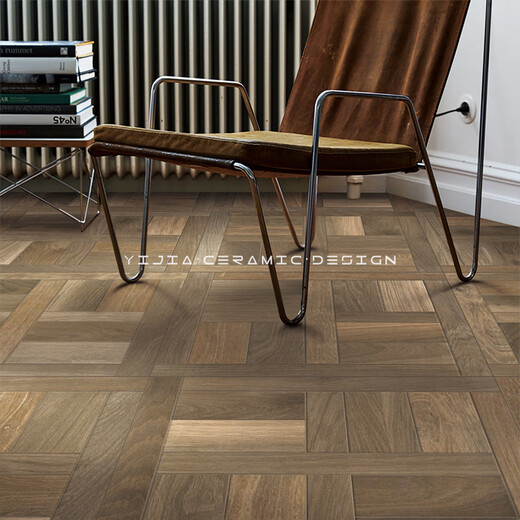 Yang Shengfu retro living room wood grain floor tiles brown bedroom wood grain tiles B&B hotel American imitation wood grain tiles 600x600 691 styles per piece unit price