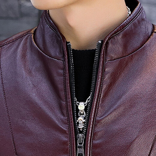 Playboy Autumn and Winter Leather Jackets Men's Trendy Jackets Men's Casual Men's Leather Jackets Handsome Motorcycle Clothing Tops 8961 Black Velvet M
