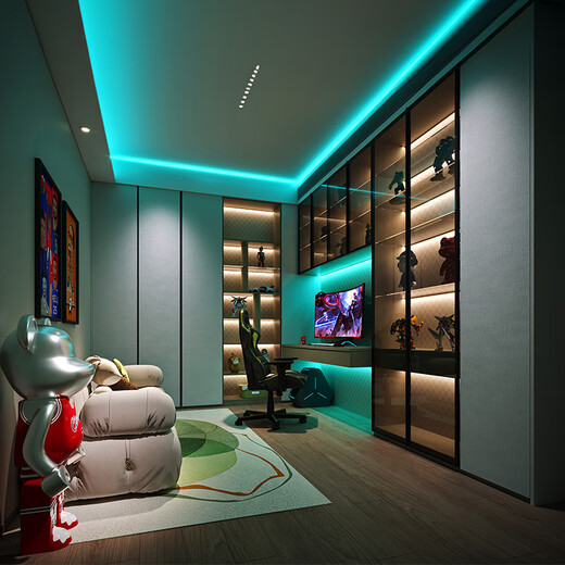 Sofia E-Sports Room Space Customization Game and Entertainment Space Whole House Customized Wardrobe E-Sports Display Cabinet Double Computer Desk Yuan/Sqm Customized Cabinet