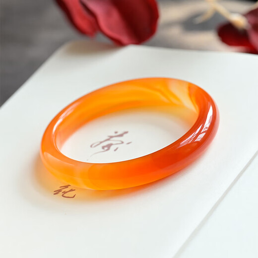 Eternal symbol luxury high-end orange-red primary color agate bracelet for women ice species koi honey chalcedony jade bracelet orange-red primary color agate bracelet 54mm
