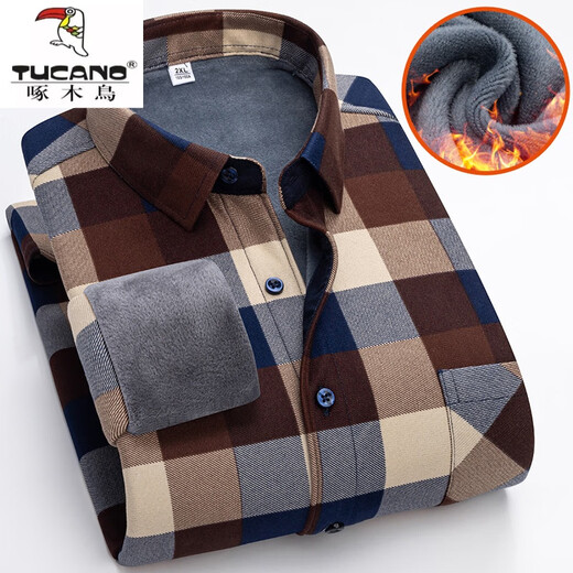 Pic de bois (Tucano) Plaid d'automne et d'hiver plus toison épaissie chemise à manches longues masculines