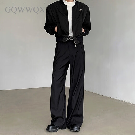 GQWWQXcleanfit Italian Naples trousers men's margiela trousers drape slightly flared wide-leg suit trousers XK1212 black XL