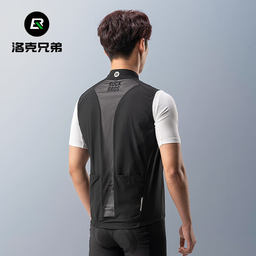 Rock Brothers Windproof Cycling Vest Men's Vest Warm Road Mountain Bike Clothing Breathable Sleeveless Top Black XXXL