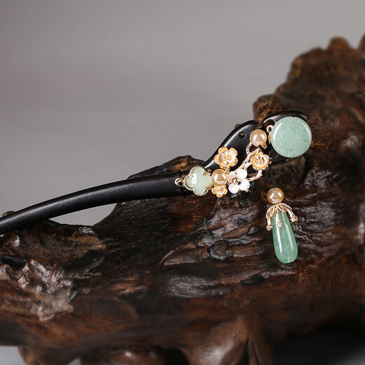 Qumeisi ancient style hairpin wooden hairpin step rocking tassel headdress can be worn Chinese style cheongsam daily simple female Q001