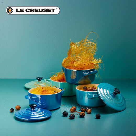 Le Creuset France LE CREUSET cool color stoneware high temperature grinding porcelain thick round pot-shaped baking pot pearl color light orange