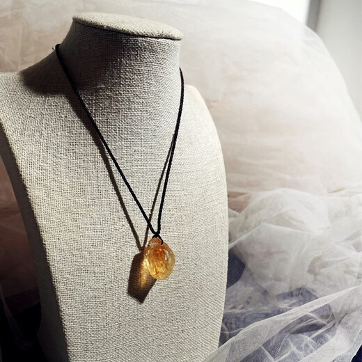 Weicheng natural citrine rough stone pendant unpolished bare stone niche necklace for men and women couples
