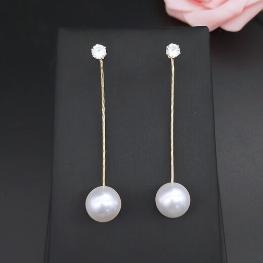 Yichan long tassel imitation pearl earrings without pierced ears clip niche design high-end earrings 2025 new explosive earrings long slim pearl earrings
