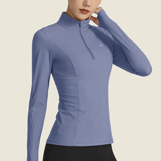VFU half-zip fitness wear women's long-sleeved sports running top set yoga wear Pilates training wear autumn and winter healing blue-high elasticity on all sides S recommended 43-48kg