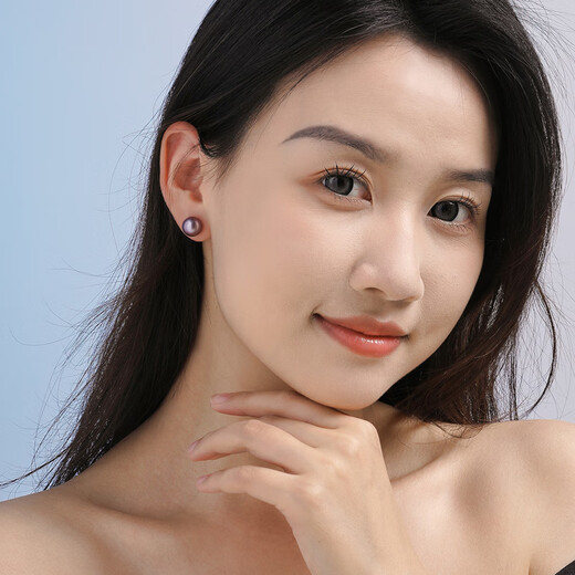 Duxi Purple Pearl Earrings 18K Gold Strong Luster Edison Colored Freshwater Pearl Earrings 9-10mm for Mom