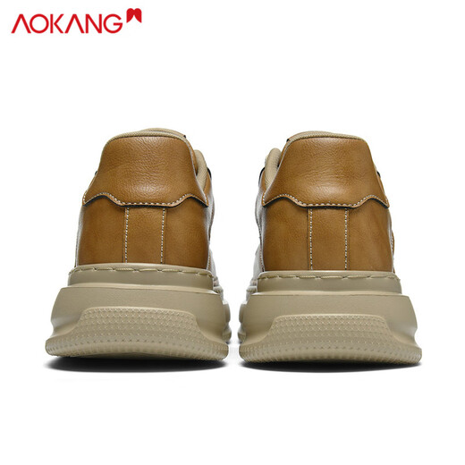 奥康男鞋休闲鞋透气运动鞋秋冬百搭增高板鞋 麦黄 42