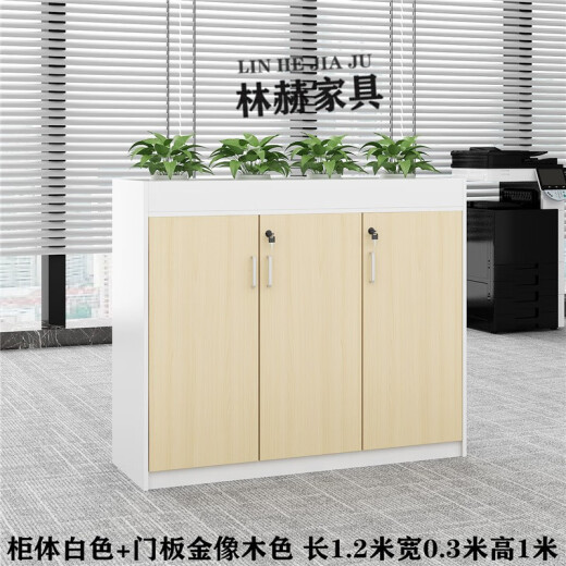 Lin He Shenzhen New Office Partition Cabinet File Cabinet Low Cabinet Storage Cabinet Flower Trough Cabinet Information Cabinet Flower Side Cabinet File Cabinet Sliding Door Wooden Furniture With Lock Factory Direct Sales Spot Length 800* Width 300* Height 1000 (2 Doors)