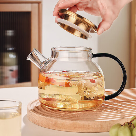 Genas glass teapot teapot high temperature resistant afternoon tea flower and fruit teapot large capacity cold water kettle 1500ml