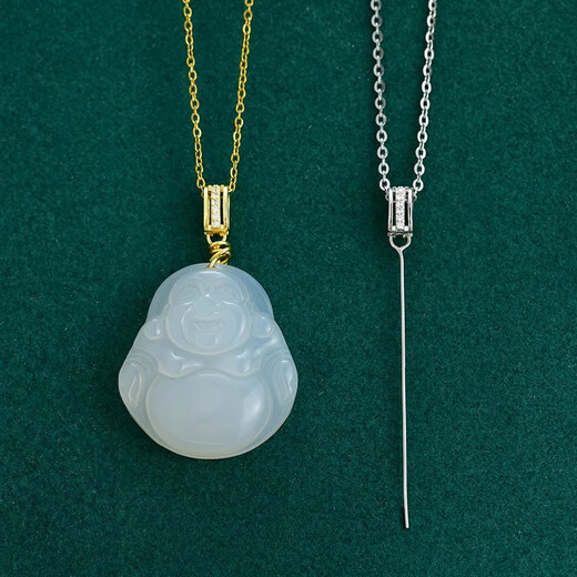 Zuoou s925 sterling silver pendant buckle jade jade buckle clip jade buckle oblique hole necklace accessories melon seed buckle buckle silver