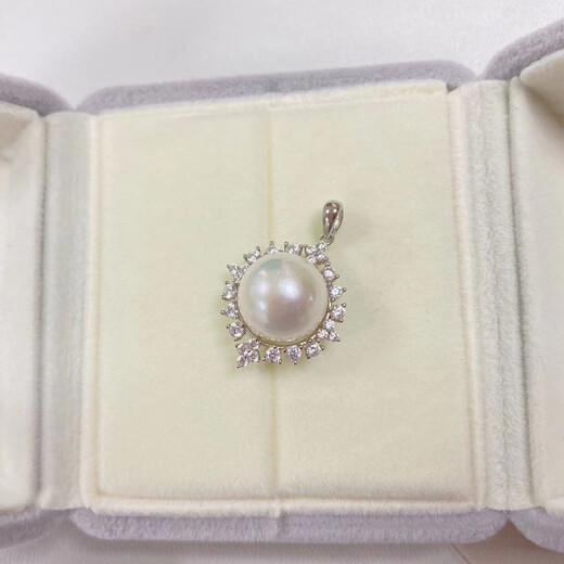 Shelly natural pearl jewelry S925 silver bracelet ring necklace necklace earrings pendant Zhuji fresh water beads 12-13mm natural pearl pendant perfect round slightly flawless S9