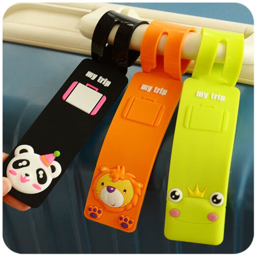 Luggage signage cartoon creative cute silicone flight attendant luggage tag label boarding pass suitcase tag orange little lion (2 pieces)