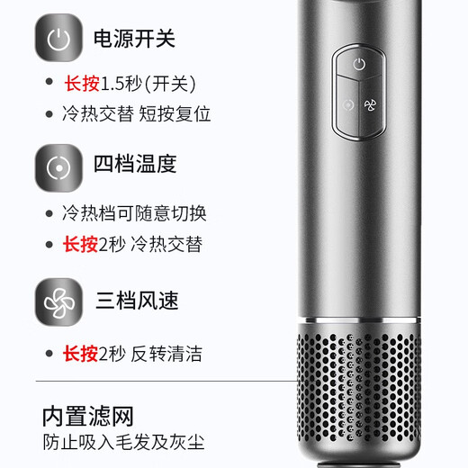 Dong Nailun hair dryer household hair dryer negative ion high-power high-speed hair dryer leafless high wind quick-drying barrel low noise portable 520 Valentine's Day gift for boyfriend and girlfriend, gift styling model, three-nozzle dazzling purple