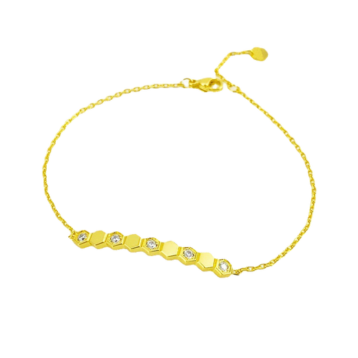 Luruo Honeycomb Bracelet Women's 925 Silver 18K Rose Gold Simple Fashionable Diamond Honeycomb Light Luxurious Niche Design Birthday Gift White Gold