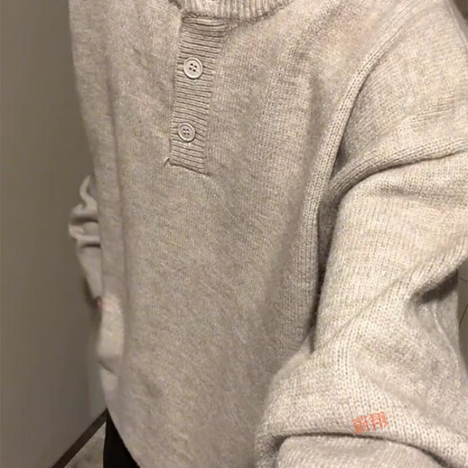 WEI XIANG American retro Henry collar gray sweater men's autumn and winter trendy brand bottoming sweater male student lazy style sweater dark gray L