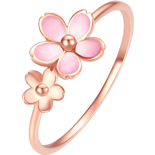 Saturday blessing 18K gold ring female Sakura drunk series color gold ring KIHH016836 No. 13 birthday gift