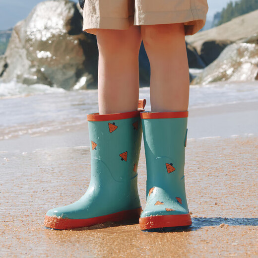 柠檬宝宝儿童雨鞋男女童胶鞋防滑防水鞋大童小学生雨靴 生椰抹茶 32码